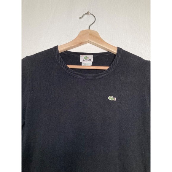 LACOSTE Mens Cotton Knit Jumper Sweater Size Small Black - Picture 8 of 11